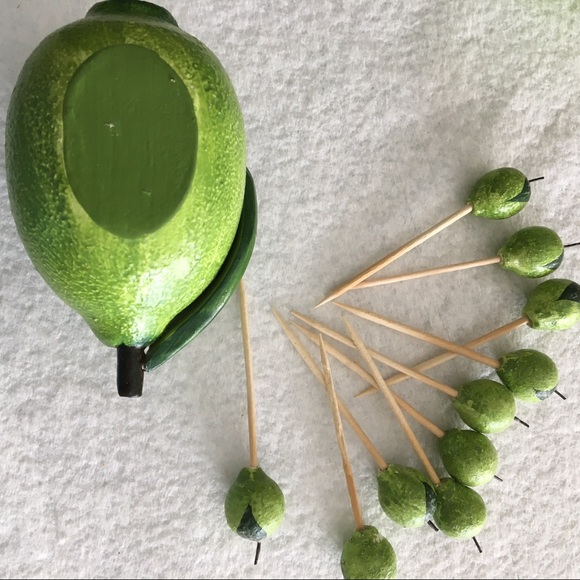 Lime shaped toothpick holders with caps - Picture 3 of 8